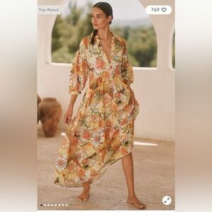 Celandine x Anthropologie V-Neck Twist-Front Satin
Midi Dress - Size S